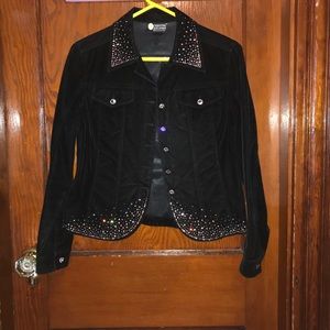 Christine Alexander black velvet rhinestone jacket
